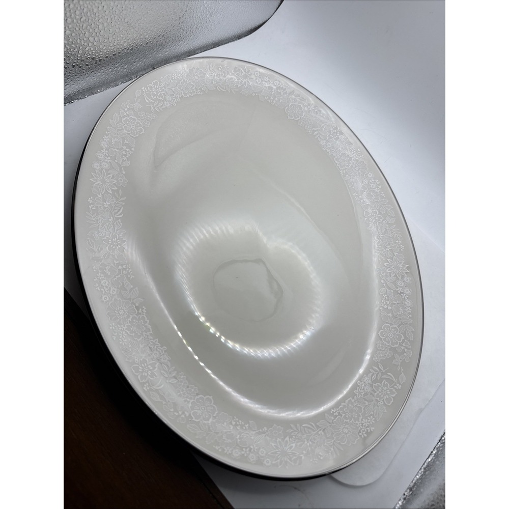 Gorham Fine China Bridal Bouquet Oval Platter, Platinum Trim, USA made #2